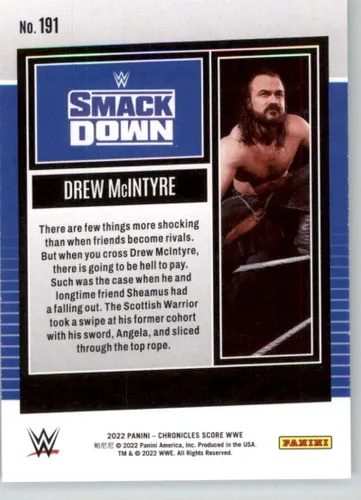Vista 2 de 2022 Panini Chronicles #191 Drew McIntyre SmackDown Score Official WWE Wrestling Card in Raw (NM or Better) Condition