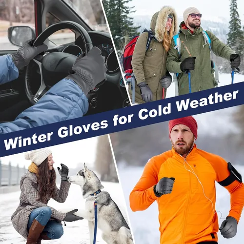 Vista 6 de Sukeen Guantes de invierno resistentes al viento para clima frío, suaves y cálidos para pantalla táctil, antideslizantes, guantes de invierno