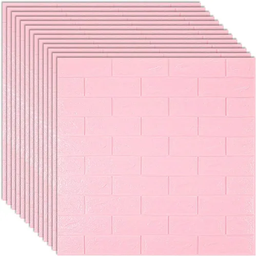 Vista 9 de Queenbox 12 piezas de papel tapiz de ladrillos de espuma sintética de 27 x 30 pulgadas, efecto 3D sólido, autoadhesivo, para despegar y pegar