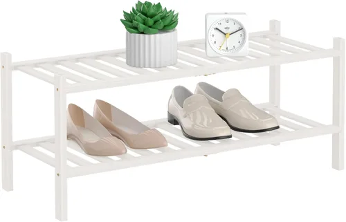 Vista 13 de RONGJlA - Zapatero de bambú de 4 niveles para armario, estante de madera para zapatos, organizador de almacenamiento para entrada, espacio pequeño
