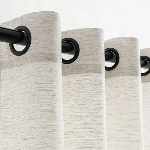 Vista 14 de Cortinas de lino natural de 96 pulgadas de largo, 2 paneles para sala de estar, cortinas de lino semitransparentes con ojales negros, cortinas