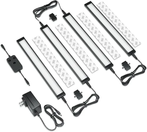 Vista 8 de EShine Paquete de 3 luces LED regulables inteligentes negras de 7 pulgadas para debajo del gabinete, compatible con Alexa, Google, blanco cálido