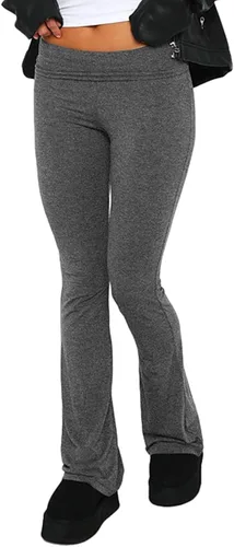 Vista 2 de PRIVIMIX Leggings acampanados de cintura baja para mujer, pantalones de yoga con corte de bota, pantalones deportivos