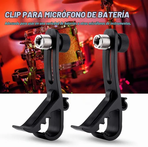 Vista 3 de Facmogu - 2 clips para micrófono de tambor, soporte ajustable para micrófono