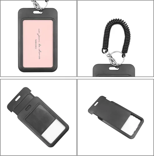 Vista 6 de JUMISEE Transparente acrílico Kpop Photocard titular negro tarjeta de crédito tarjeta protectora caso exhibición foto titular bolsa colgante