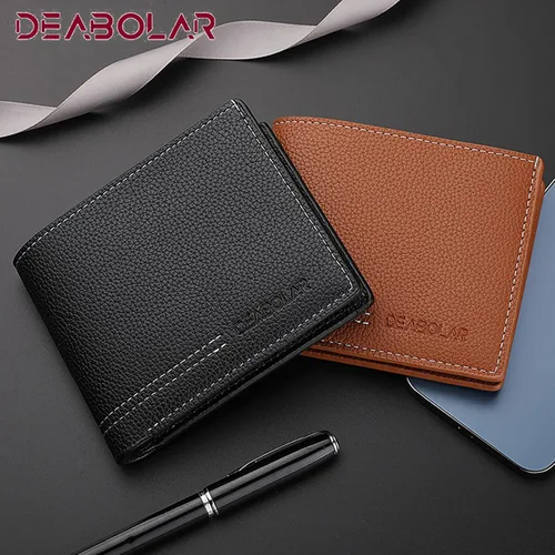 Vista 6 de SPDTECH Cartera para hombre, material de poliuretano, 4 tarjeteros de crédito, 2 bolsillos para dinero, 1 ventana transparente, adecuada