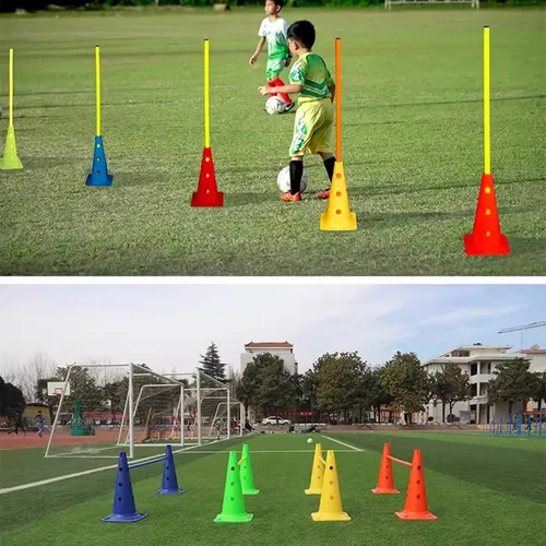 Vista 6 de Bastones de entrenamiento de agilidad de fútbol, paquete de 5 unidades, color amarillo, bastones de slalom de velocidad para equipos deportivos
