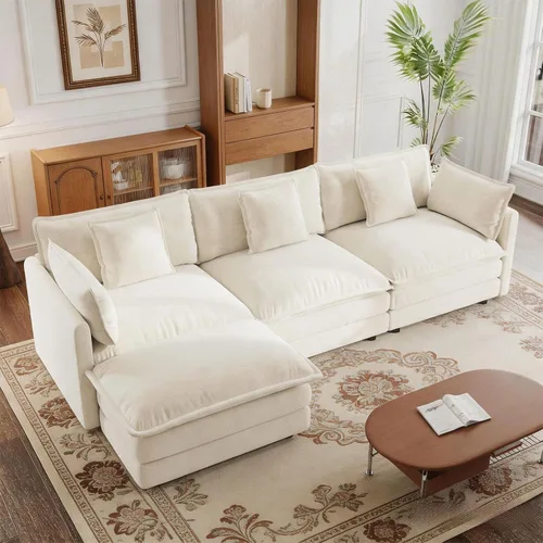 Vista 15 de GNIXUU Sofá modular de 76 pulgadas, sofá biplaza beige de 2 plazas, cómodos asientos de felpilla de 25 pulgadas de profundidad con 2 almohadas