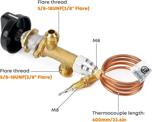 Vista 2 de Stanbroil Kit de válvula de control de seguridad de falla de llama de gas propano de baja presión con kit de encendido de botón para hogueras