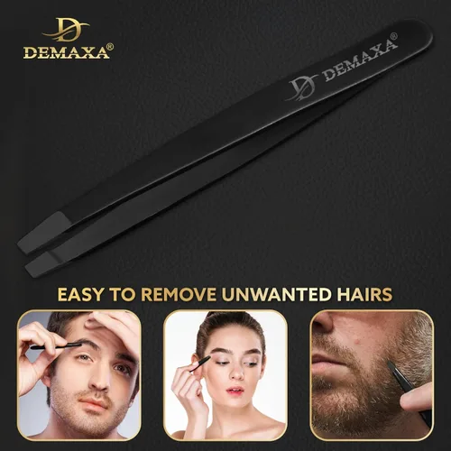 Vista 2 de Tijeras profesionales para bigote de punta roma 4.2 prémium para hombres con pinzas inclinadas, 1 peine para bigote, 1 peine y bolsa para barba