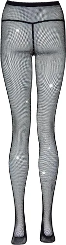 Vista 3 de Kreeqe Women's Plus Size High Waist Tights Sparkle Rhinestone Fishnets Stockings Fairy Tights Party Sexy Pantyhose