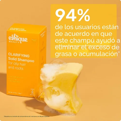 Vista 6 de Ethique Barra de champú clarificante para cabello graso con aceite de ricino, sin plástico, vegano, libre de crueldad, 3.88 onzas, anteriormente St.