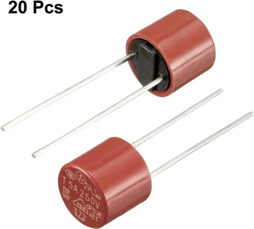 Vista 4 de uxcell® 20pcs DIP montado en miniatura cilindro lento golpe micro fusible T5A 5A 250V rojo