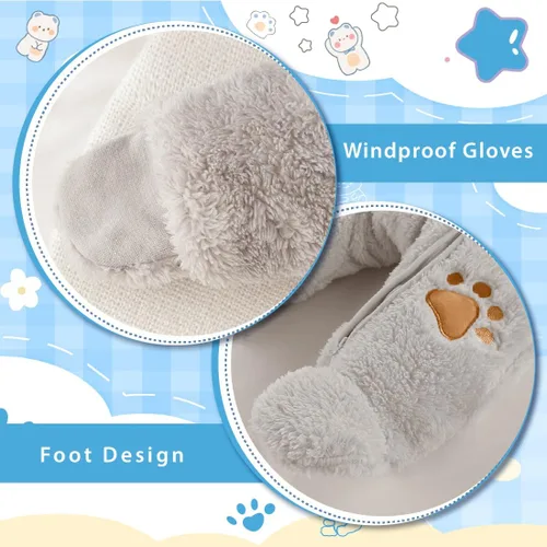 Vista 5 de Fairy Baby Traje de nieve para bebé recién nacido, con oso y mameluco de forro polar grueso, abrigo infantil para niñas y niños de 0 a 12 meses