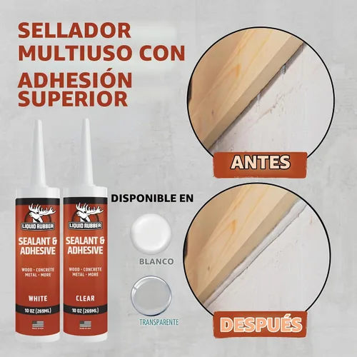 Vista 2 de Liquid Rubber Caulk - Adhesivo de silicona híbrida y sellador protector, transparente, 1 paquete Claro