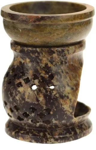 Vista 2 de Hermoso quemador de aceite aromático en forma de elefante de esteatita