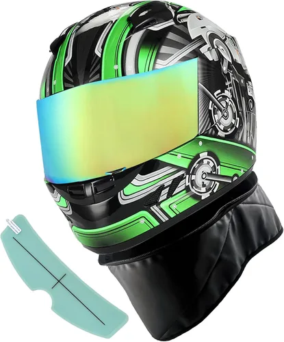 Vista 34 de 1Storm - Casco de cabeza completa para motocicleta, diseño de calavera mecánica HJDJ11