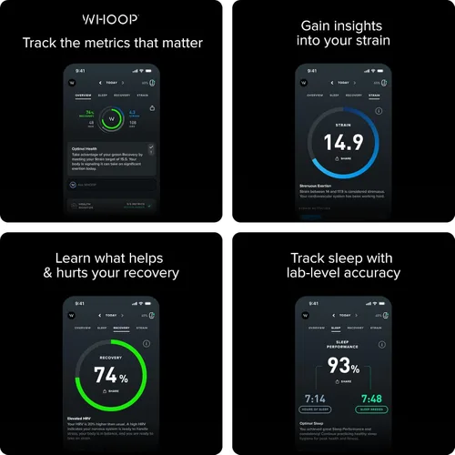 Vista 2 de WHOOP 4.0 con suscripción de 12 meses - Rastreador de salud, fitness y actividad portátil - Monitoreo continuo, optimización del rendimiento