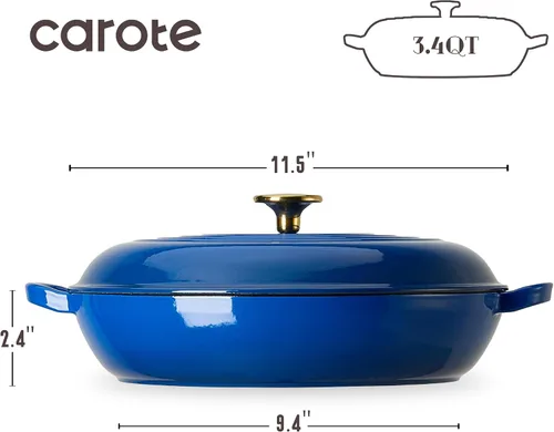 Vista 2 de CAROTE Utensilios de cocina de hierro fundido esmaltado de 3.4QT, sartén