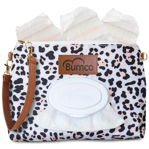 Vista 9 de Bumco - Bolsa de mano para pañales – Dispensador de toallitas portátil y soporte para pañales, estuche hermético de viaje para toallitas para bebés