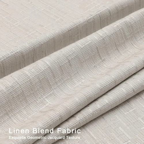 Vista 7 de Cortinas de lino jacquard de 63 pulgadas de largo, 2 paneles, cortinas gruesas de lino sintético mezclado, cortinas texturizadas de arpillera