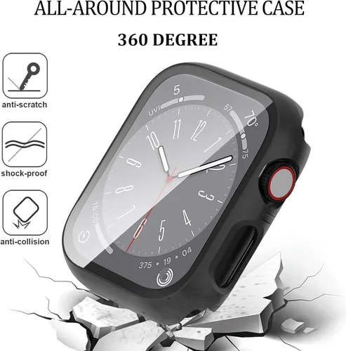 Vista 11 de 6-Pack Case with Screen Protector for Apple Watch SE3/SE2/SE/6/5/4 44mm Negro/Transparente/Rosa/Blanco/Starlight/Oro Rosa