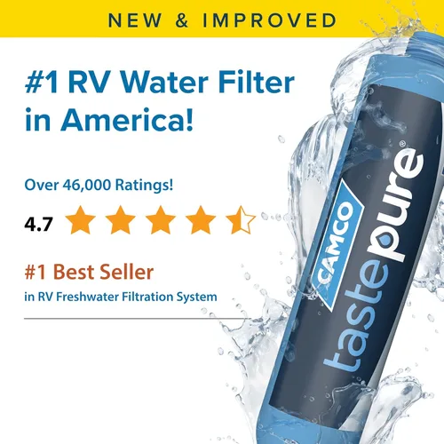 Vista 3 de Camco Tastepure Filtro de Agua para Caravana/RV - Filtro de Agua en Línea Reduce el Mal Sabor, Olor, Cloro y Sedimentos - Ideal para RVs, Caravanas