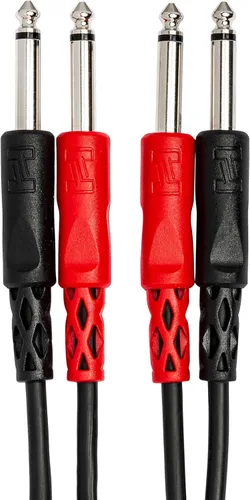 Vista 3 de Hosa CPP-201 Dual 14" TS a Dual 14" TS Cable de interconexión estéreo 14" 3.3 ft