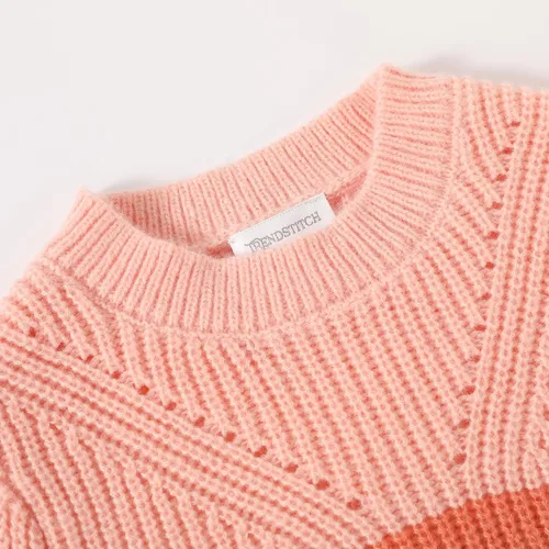 Vista 4 de TRENDSTITCH Suéteres de punto de manga larga con cuello redondo para niñas, suéter de otoño e invierno