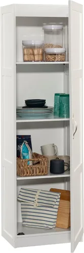 Vista 5 de Sauder - Gabinete de almacenamiento alto variado, despensa de cocina, puerta única con estantes ajustables, acabado en color blanco