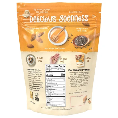 Vista 2 de Nature's Path Granola orgánica, miel de almendras, bolsa de 11 oz