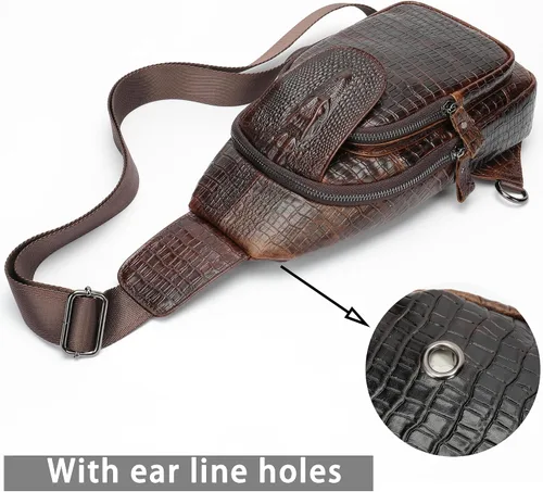 Vista 212 de LUKZIJAES Bolso bandolera de cuero genuino para hombre