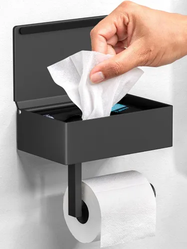 Vista 19 de Day Moon™ Soporte de papel higiénico de níquel cepillado - Soporte de rollo moderno para montaje en pared para baño