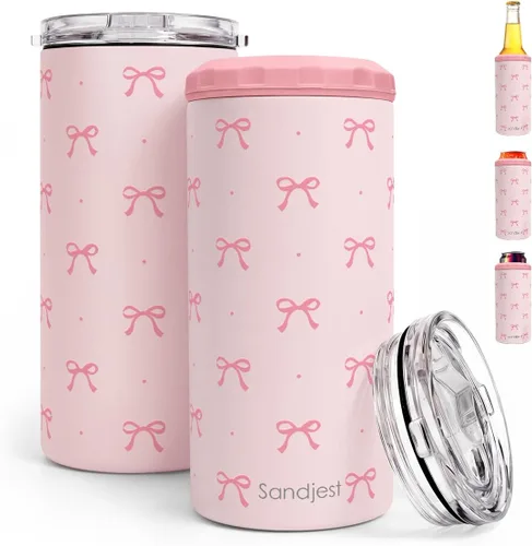Vista 17 de SANDJEST Vaso para Amantes de los Libros Estante 4 en 1 Vaso de 12 oz Enfriador de Lata Coozie Vaso delgado de acero inoxidable Regalo