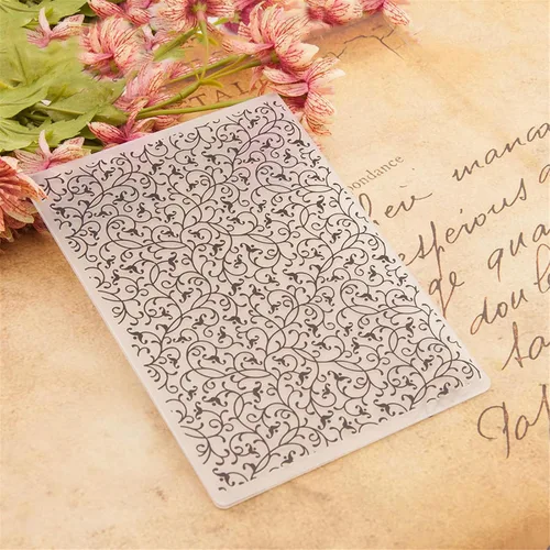 Vista 3 de Arbuya Carpetas en relieve de plástico para hacer tarjetas o diario Flores de filigrana en relieve plantillas de álbum de fotos Papel hecho a mano