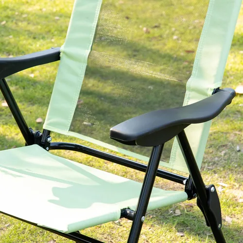 Vista 9 de Outsunny Juego de 2 sillas de comedor plegables para patio, color verde