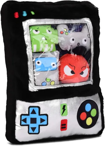 Vista 3 de iscream Juego de almohada de forro polar de 5 piezas en forma de videojuegos con detalles bordados
