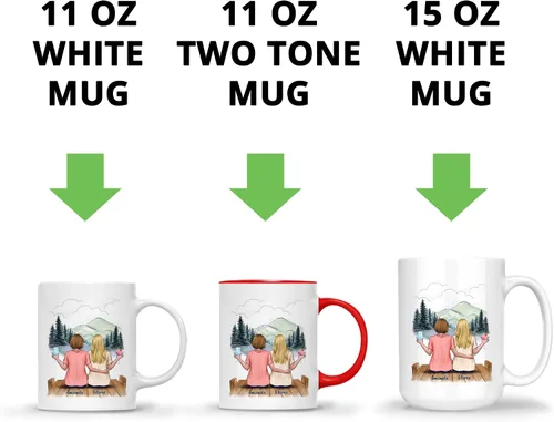 Vista 6 de Gossby Taza de Café Personalizada de Amistad - Regalo Personalizado de Larga Distancia para Mujeres Mejores Amigas con Diseño, Nombre - Navidad