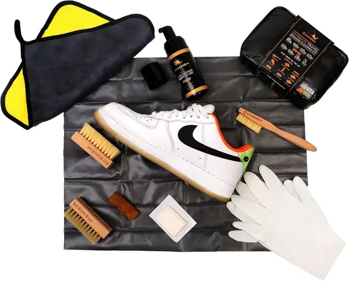 Vista 2 de Kit de limpieza de zapatos de viaje definitivo de 12 piezas, el mejor juego de regalo de viaje, kit de limpieza de zapatos para zapatos blancos Kit