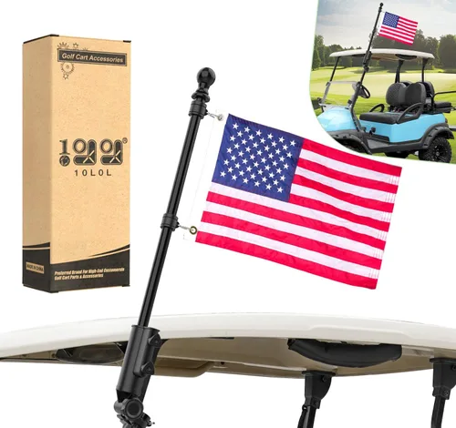Vista 9 de 10L0L Soporte para bandera de carrito de golf, kit de asta de bandera para Yamaha Club Car DS/Precedent y EZGO TXT/RXV, bandera de Estados Unidos