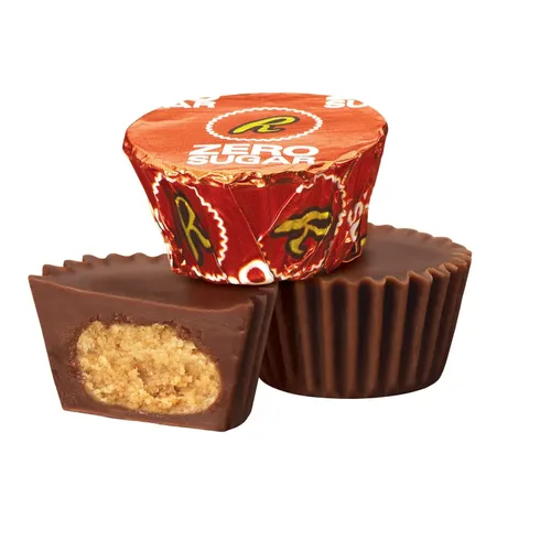 Vista 2 de Chain & Jo Sweets Zero Sugar Miniatures - Tazas de mantequilla de maní de chocolate envueltas individualmente, 2 libras de caramelo a granel relleno
