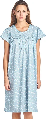 Vista 14 de Casual Nights Camisón de manga larga para mujer, diseño floral. Azul
