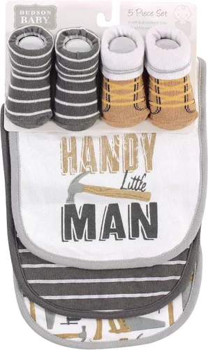 Vista 115 de Hudson Baby Conjunto de babero y calcetines unisex de algodón para bebé