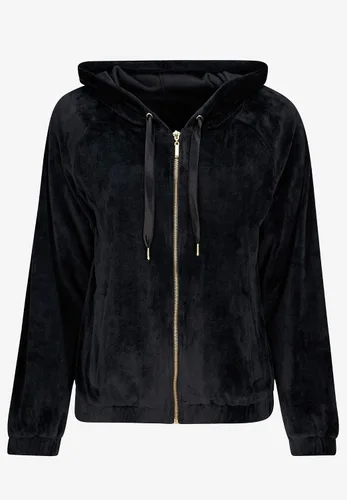 Vista 4 de ellos Sudadera con capucha de terciopelo con cremallera frontal para mujer