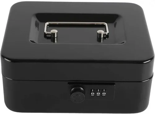 Vista 7 de xydled Caja fuerte de acero con cerradura de combinación, caja fuerte para dinero con bandeja extraíble para monedas, tamaño mediano, 7.87 x 6.30 x