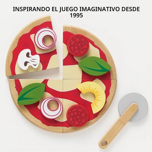 Vista 4 de Le Toy Van - Comida de madera para niños Pizza de panadería de madera para pretender comida de juguete Accesorios de cocina de juguete