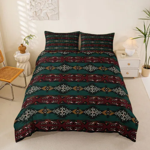 Vista 52 de Erosebridal Juego de funda de edredón estilo bohemio occidental tamaño individual, diseño de vaca atrapasueños del suroeste, juego de ropa de cama