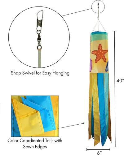 Vista 5 de In the Breeze Seashell 5196 - Windsock, 40 pulgadas, para playa al aire libre, 5196