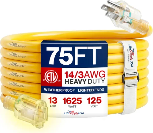 Vista 83 de Cable de extensión de 3 pies para exteriores/interiores, calibre 10/3, ultra resistente, SJTW, resistente al agua, certificación ETL, cable