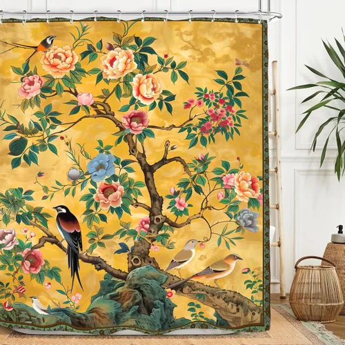 Vista 28 de Miyotaa - Juego de cortina de ducha con flores para decorar un baño pequeño o una ventana, 36 pulgadas de ancho x 71 pulgadas de alto, cortina